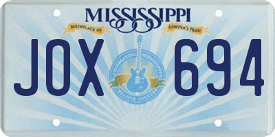 MS license plate JOX694