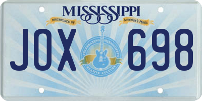 MS license plate JOX698
