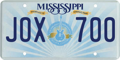 MS license plate JOX700