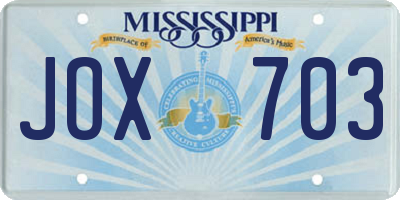 MS license plate JOX703