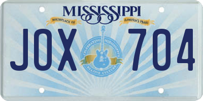 MS license plate JOX704
