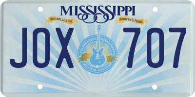 MS license plate JOX707