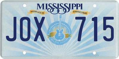 MS license plate JOX715