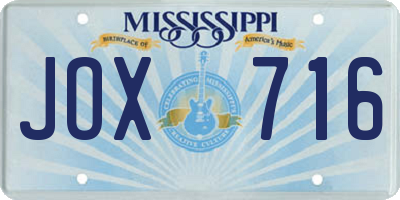 MS license plate JOX716