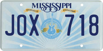 MS license plate JOX718