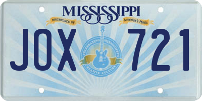 MS license plate JOX721