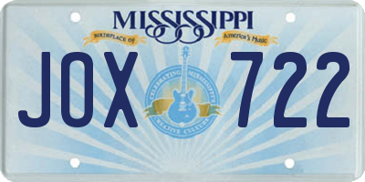 MS license plate JOX722