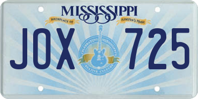 MS license plate JOX725