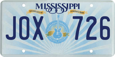 MS license plate JOX726
