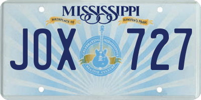 MS license plate JOX727