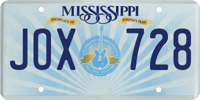 MS license plate JOX728