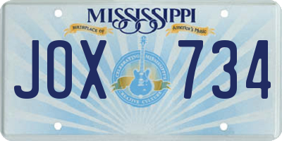 MS license plate JOX734