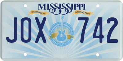 MS license plate JOX742