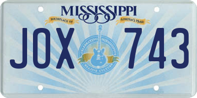 MS license plate JOX743