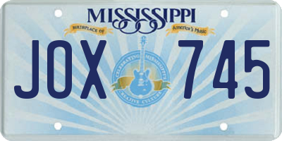 MS license plate JOX745