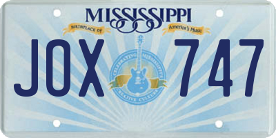 MS license plate JOX747