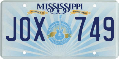 MS license plate JOX749