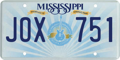 MS license plate JOX751