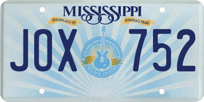 MS license plate JOX752