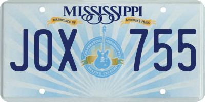MS license plate JOX755