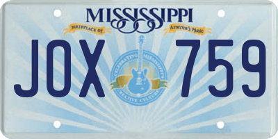 MS license plate JOX759