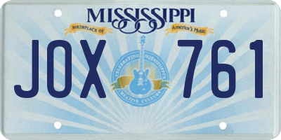 MS license plate JOX761