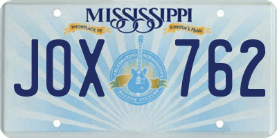 MS license plate JOX762