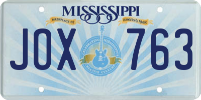 MS license plate JOX763