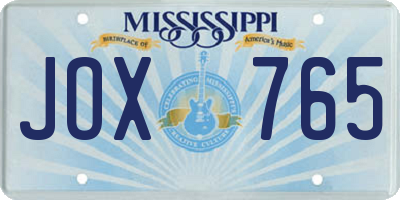 MS license plate JOX765