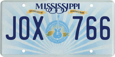 MS license plate JOX766