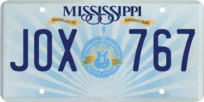 MS license plate JOX767
