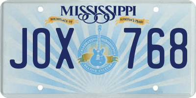 MS license plate JOX768