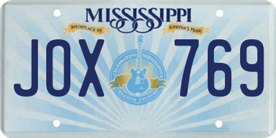 MS license plate JOX769