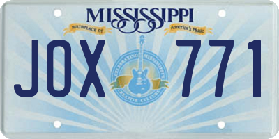 MS license plate JOX771