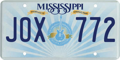MS license plate JOX772
