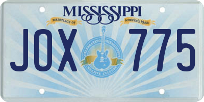 MS license plate JOX775