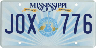MS license plate JOX776