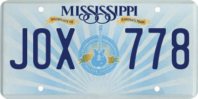 MS license plate JOX778