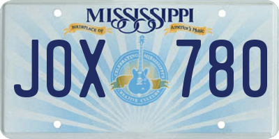 MS license plate JOX780