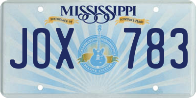 MS license plate JOX783