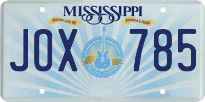 MS license plate JOX785