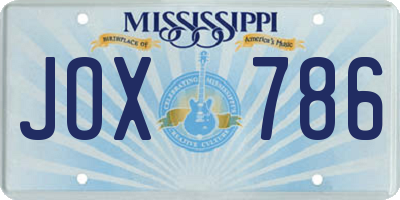 MS license plate JOX786