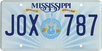 MS license plate JOX787