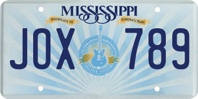 MS license plate JOX789