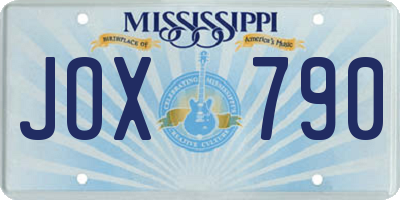 MS license plate JOX790