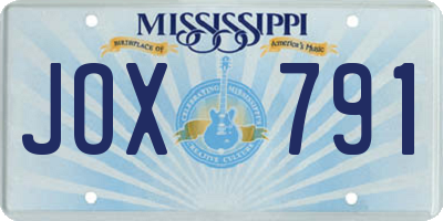 MS license plate JOX791