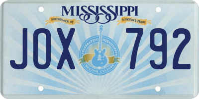 MS license plate JOX792
