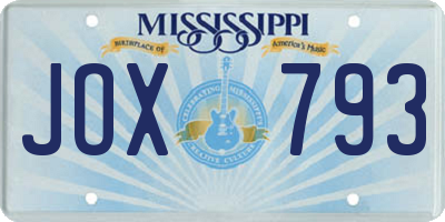 MS license plate JOX793