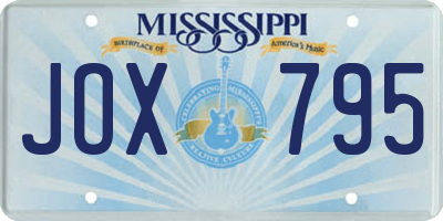 MS license plate JOX795