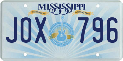 MS license plate JOX796